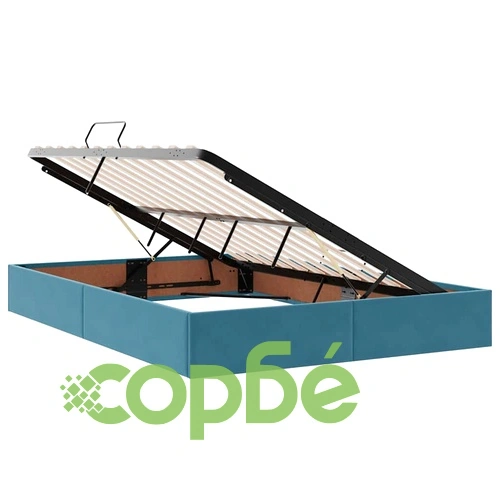 Легло с LED осветление и матрак, тъмносиньо кадифе, 140 x 190 см ➤ топ цена ➤ sorbe.bg