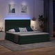 Легло с LED осветление тъмнозелено кадифе 160x200 см с матрак и хранилище