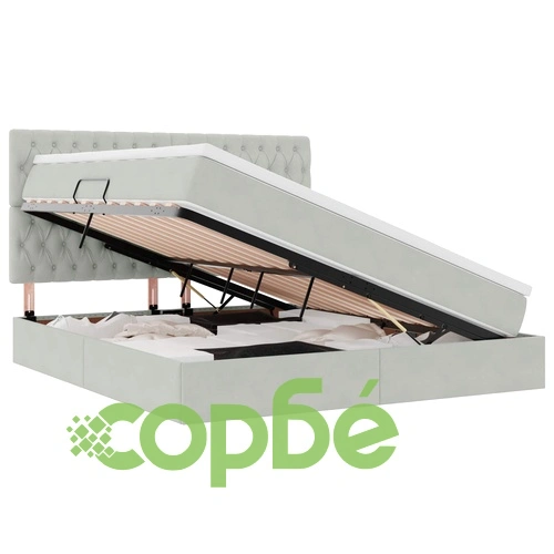 Легло с LED осветление и матрак, кадифе, светлосиво, 180 x 200 см ➤ топ цена ➤ sorbe.bg
