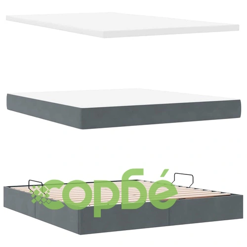 LED легло за съхранение с матрак, кадифе, тъмносиво, 180 x 200 см ➤ топ цена ➤ sorbe.bg