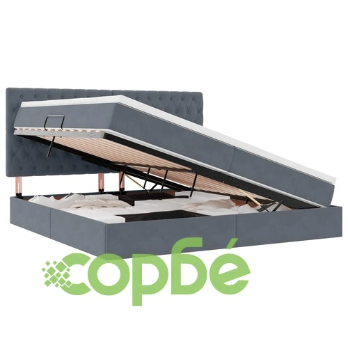 Легло с LED осветление и матрак, кадифе, тъмносиво, 200 x 200 см ➤ топ цена ➤ sorbe.bg