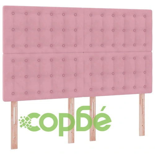 LED легло с матрак и ВМ съхранение, розово кадифе, 140 x 190 см ➤ топ цена ➤ sorbe.bg