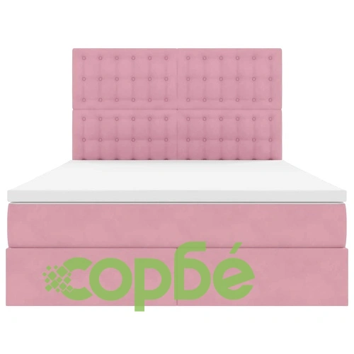 LED легло с матрак и ВМ съхранение, розово кадифе, 140 x 190 см ➤ топ цена ➤ sorbe.bg