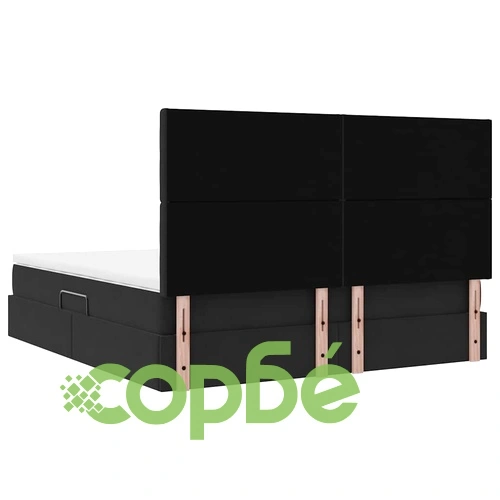 Легло с LED осветление и хранилище 160x200 см черно кадифе ➤ топ цена ➤ sorbe.bg