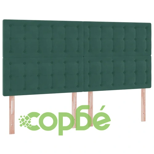Легло с LED осветление от кадифе тъмнозелено 160x200 см с матрак ➤ топ цена ➤ sorbe.bg