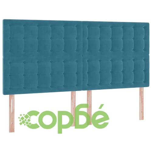 Легло с LED осветление от кадифе тъмносиньо 180x200 см с матрак ➤ топ цена ➤ sorbe.bg