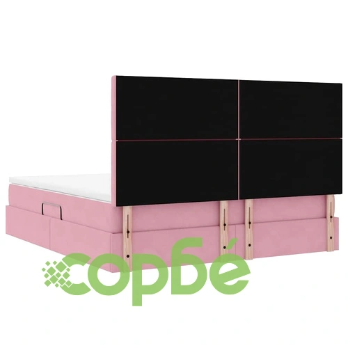 Легло с LED осветление и скрито хранилище 180x200 см розово кадифе ➤ топ цена ➤ sorbe.bg