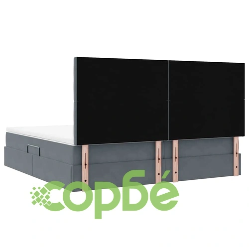 Легло с ЛЕД осветление и матрак, кадифе, тъмносиво, 200 x 200 см ➤ топ цена ➤ sorbe.bg