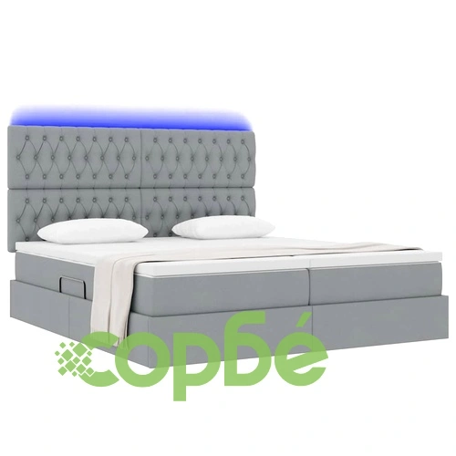 LED легло за съхранение с матрак, текстил, светлосиво, 200 x 200 см ➤ топ цена ➤ sorbe.bg