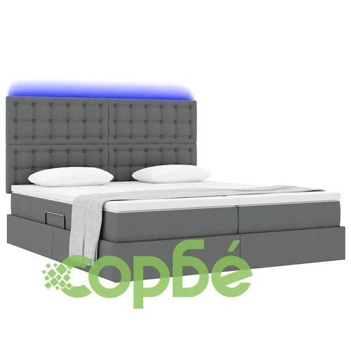 Легло с LED осветление и матрак, тъмносиво, текстил, 180 x 200 см ➤ топ цена ➤ sorbe.bg