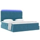 LED легло с ВМестимост за съхранение и матрак, Кадифе, Тъмно синьо, 200 x 200 см
