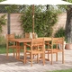 Градински комплект за хранене от масивно тиково дърво 5 части - кафяв 150x90x75 см