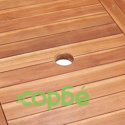 Градински комплект за хранене от масивно тиково дърво 5 части - кафяв 150x90x75 см ➤ топ цена ➤ sorbe.bg