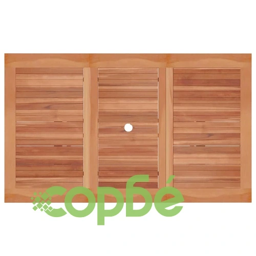 Градински комплект за хранене от масивно тиково дърво 5 части - кафяв 150x90x75 см ➤ топ цена ➤ sorbe.bg