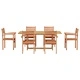Градински комплект за хранене от масивно тиково дърво, 7 части, маса 180 см и 6 стола, Кафяво