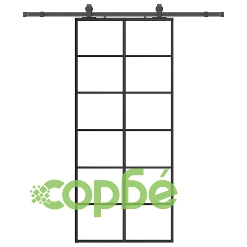 Стъклена плъзгаща се врата с обков от ESG стъкло - черна, 90x205 см ➤ топ цена ➤ sorbe.bg