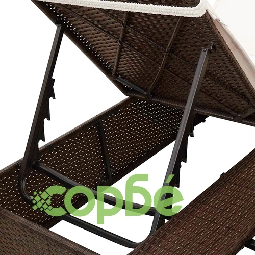 Двуетажен шезлонг с покрив кафяв 205x129x200 см PE ратан ➤ топ цена ➤ sorbe.bg