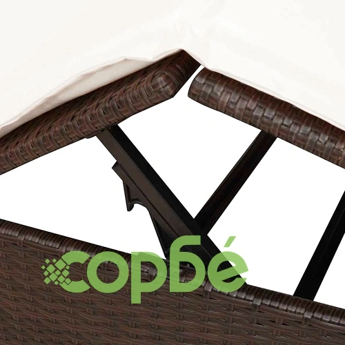 Двуетажен шезлонг с покрив кафяв 205x129x200 см PE ратан ➤ топ цена ➤ sorbe.bg