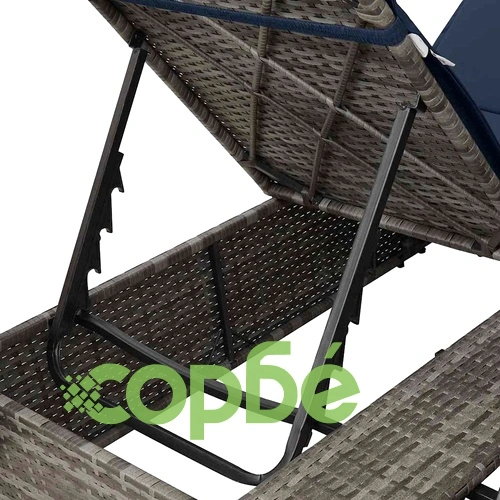 Двуетажен шезлонг с покрив сив 205x129x200 см PE ратан ➤ топ цена ➤ sorbe.bg