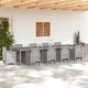 Градинска маса светлосива 350x100x73 см полиратан с алуминиева рамка