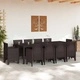 Комплект за хранене в градината 11 части кафяв полиратан 250x100x73 см