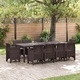 Комплект за хранене в градината 11 части кафяв полиратан 250x100x73 см