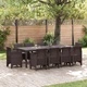 Комплект за хранене в градината 11 части кафяв полиратан 250x100x73 см
