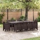 Комплект за хранене в градината 11 части кафяв полиратан 250x100x73 см