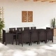 Комплект за хранене в градината 11 части кафяв полиратан 250x100x73 см