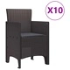 Комплект за хранене в градината 11 части кафяв полиратан 250x100x73 см