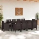 Комплект за хранене в градината 11 части кафяв полиратан 250x100x73 см