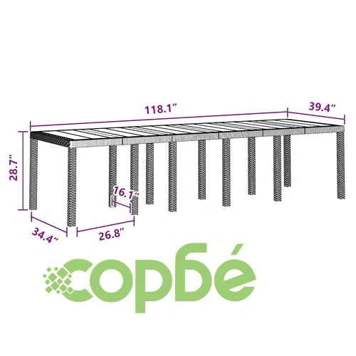 Градински комплект за хранене с възглавници 13 части полиратан кафяв ➤ топ цена ➤ sorbe.bg