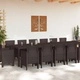 Комплект за хранене в градината 15 части кафяв полиратан 350x100x73 см