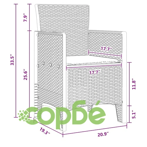 Комплект за хранене в градината 15 части кафяв полиратан 350x100x73 см ➤ топ цена ➤ sorbe.bg