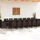 Комплект за градинско хранене 17 части кафяв полиратан 400x100x73 см