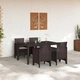 Комплект за хранене в градината 5 части кафяв полиратан 150x100x73 см
