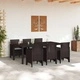 Градински комплект за хранене 7 части кафяв полиратан 200x100x73 см