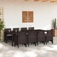 Комплект за хранене в градината 9 части кафяв полиратан 250x100x73 см