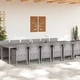Градински комплект за хранене 13 части светлосив полиратан 350x100x73 см