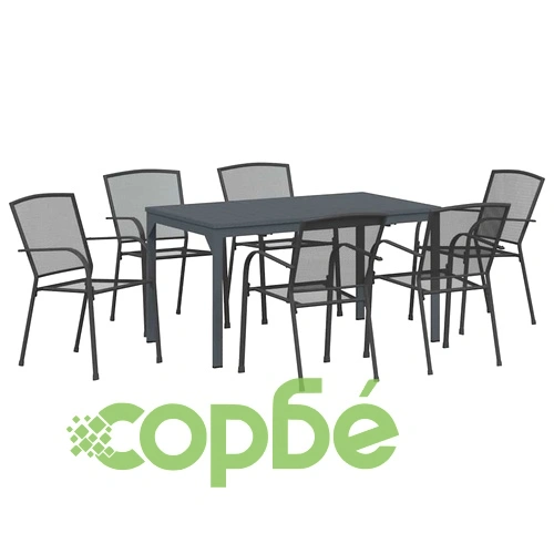 Комплект за хранене в градината 7 части антрацит стомана ➤ топ цена ➤ sorbe.bg