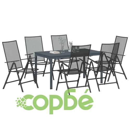 Градински комплект за хранене 7 части от стомана антрацит 180x80 см ➤ топ цена ➤ sorbe.bg
