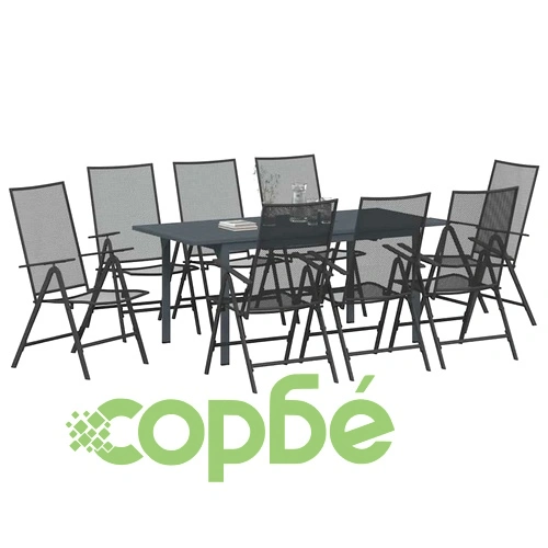 Комплект за хранене в градината 9 части антрацит стомана 180x80 см ➤ топ цена ➤ sorbe.bg