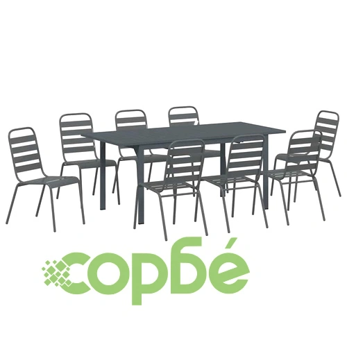 Комплект за хранене в градината 9 части антрацит стомана ➤ топ цена ➤ sorbe.bg