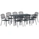 Комплект за хранене в градината 9 части антрацит стомана 180x80 см