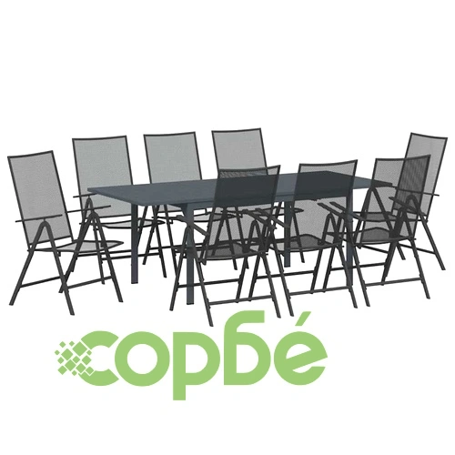 Комплект за хранене на открито 9 части от стомана 210x90 см ➤ топ цена ➤ sorbe.bg