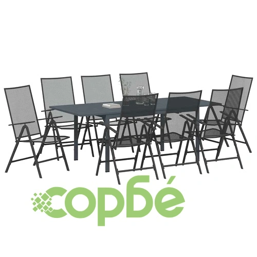 Комплект за хранене на открито 9 части от стомана 210x90 см ➤ топ цена ➤ sorbe.bg