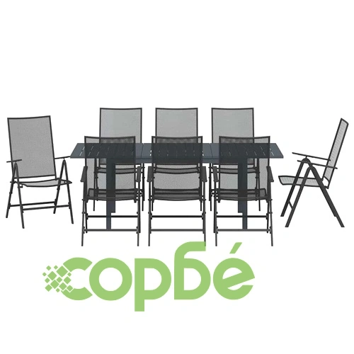 Комплект за хранене на открито 9 части от стомана 210x90 см ➤ топ цена ➤ sorbe.bg
