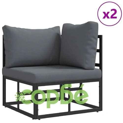 Градински диван комплект 6 места с възглавници черен алуминий 283x141.5x71 см ➤ топ цена ➤ sorbe.bg