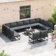 Градински комплект диван 13 части с възглавници - черен алуминий