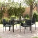 Комплект за хранене в градината 5 части черен полиратан 140x70 см